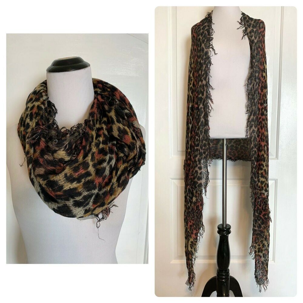 Urban Outfitters Anthropologie ECOTE Wrap Scarf Semi Sheer Boho Leopard Soft